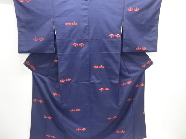 JAPANESE KIMONO / TSUMUGI / WOVEN FLOWER